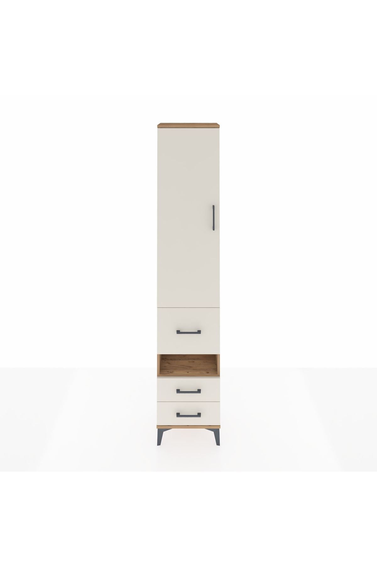 Arges Dolap 4 Raflı 3 Çekmeceli Tek Kapaklı 44x30x221 Çam-Aytaşı