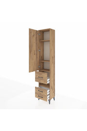 Arges Dolap 4 Raflı 3 Çekmeceli Tek Kapaklı 44x30x221 Çam-Çam