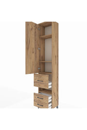 Arges Dolap 4 Raflı 3 Çekmeceli Tek Kapaklı 44x30x221 Çam-Çam