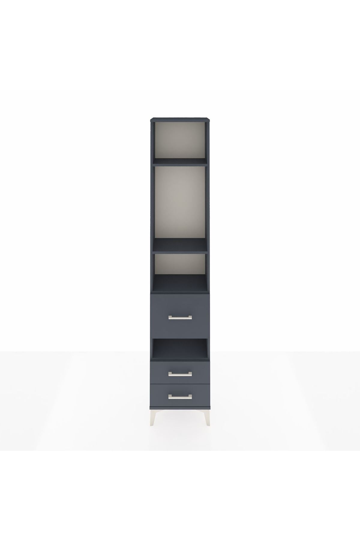 Arges Dolap 4 Raflı 3 Çekmeceli 44x30x221 Antrasit-Antrasit