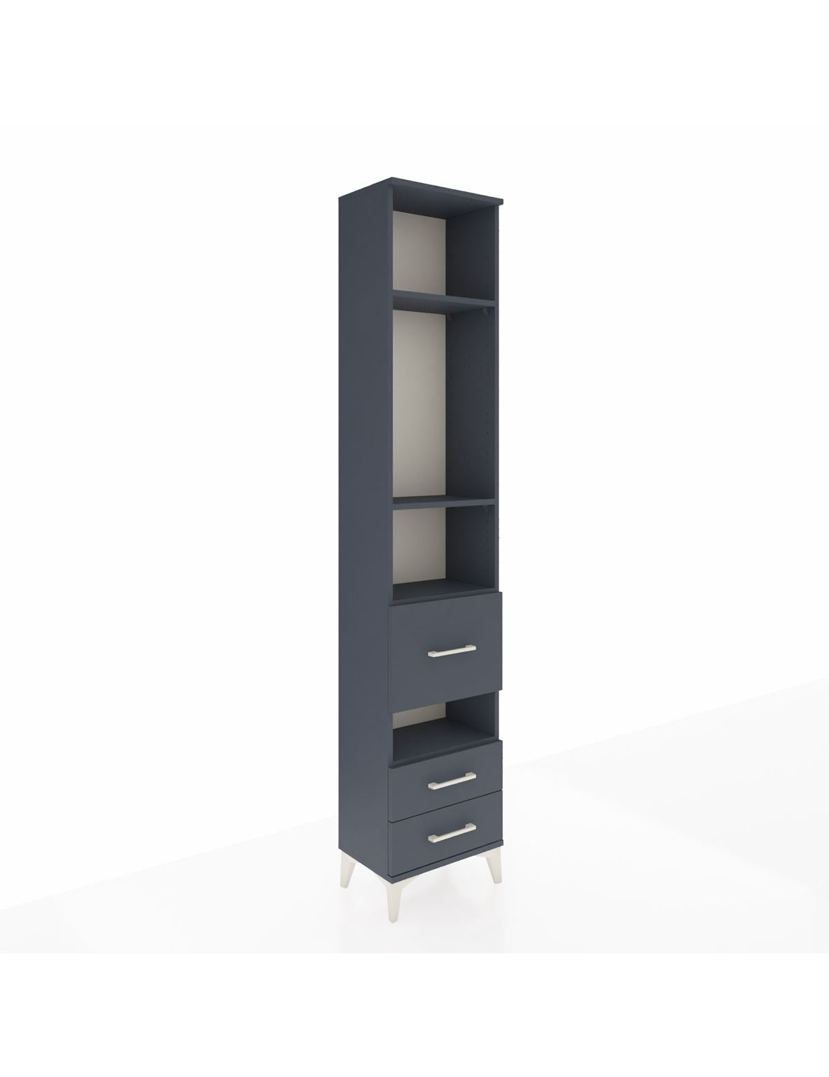 Arges Dolap 4 Raflı 3 Çekmeceli 44x30x221 Antrasit-Antrasit