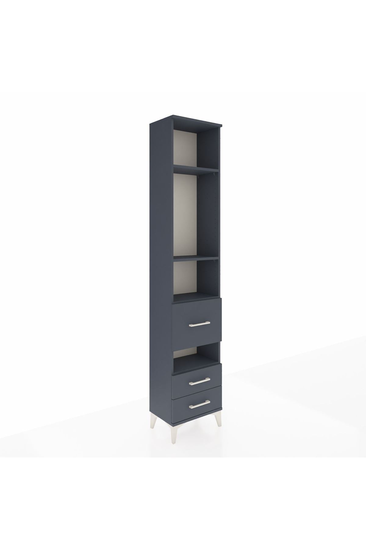 Arges Dolap 4 Raflı 3 Çekmeceli 44x30x221 Antrasit-Antrasit
