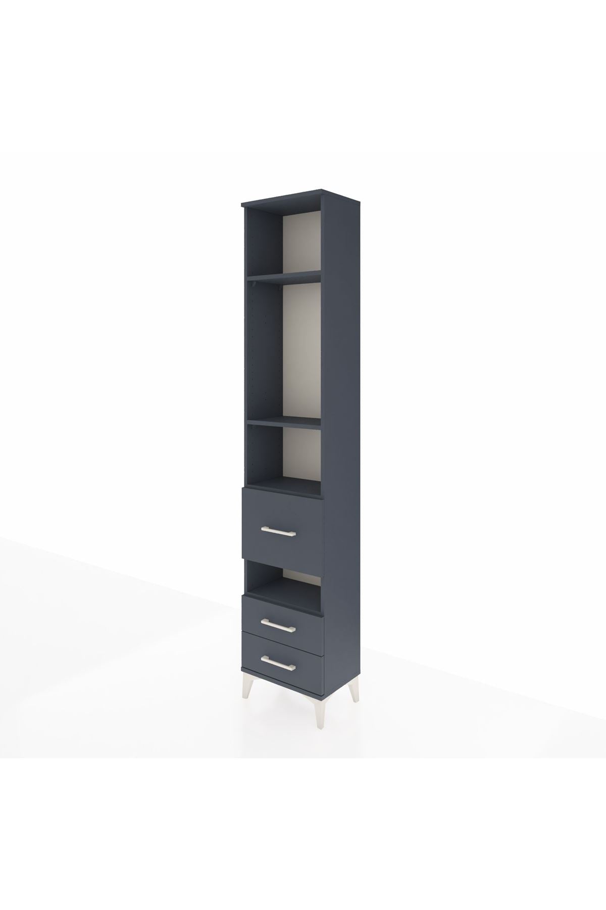 Arges Dolap 4 Raflı 3 Çekmeceli 44x30x221 Antrasit-Antrasit