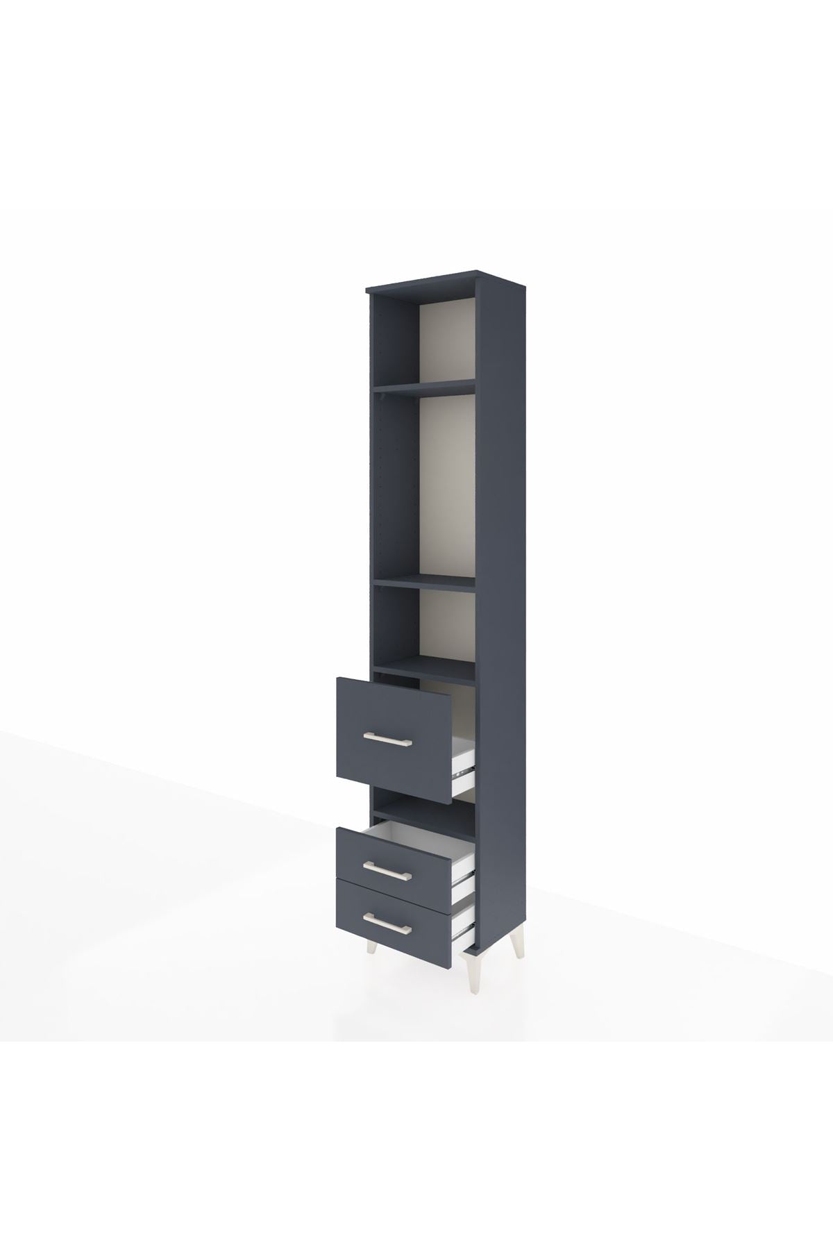 Arges Dolap 4 Raflı 3 Çekmeceli 44x30x221 Antrasit-Antrasit