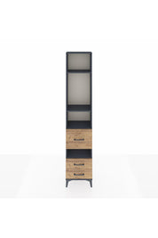 Arges Dolap 4 Raflı 3 Çekmeceli 44x30x221 Antrasit-Çam