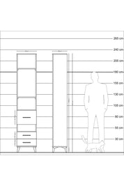 Arges Dolap 4 Raflı 3 Çekmeceli 44x30x221 Antrasit-Çam