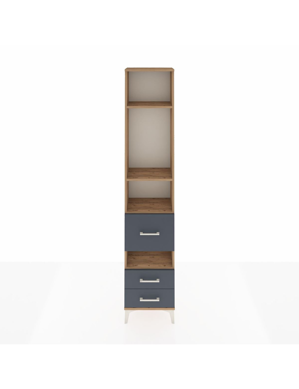 Arges Dolap 4 Raflı 3 Çekmeceli 44x30x221 Çam-Antrasit