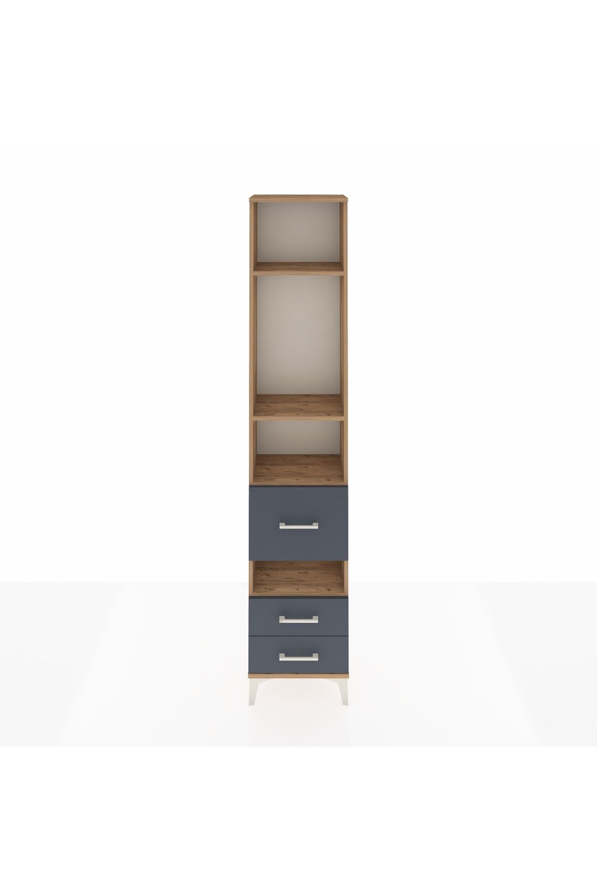 Arges Dolap 4 Raflı 3 Çekmeceli 44x30x221 Çam-Antrasit