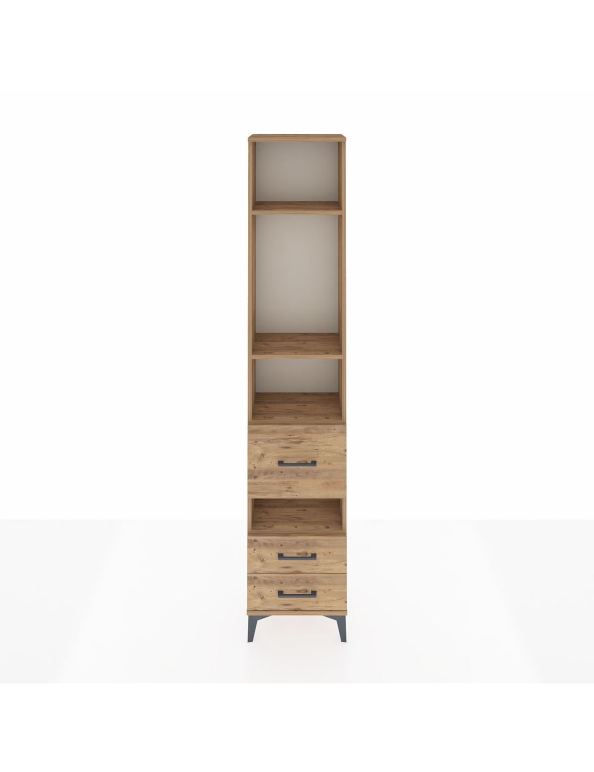 Arges Dolap 4 Raflı 3 Çekmeceli 44x30x221 Çam-Çam