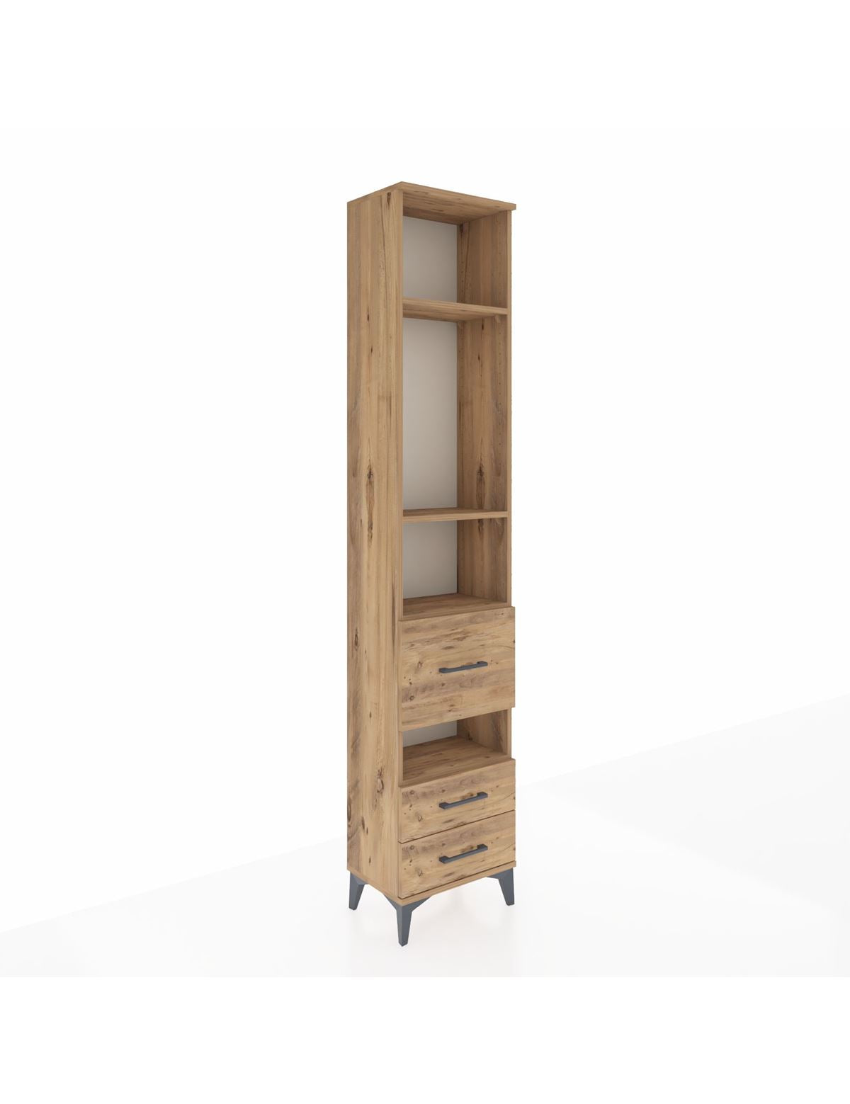 Arges Dolap 4 Raflı 3 Çekmeceli 44x30x221 Çam-Çam