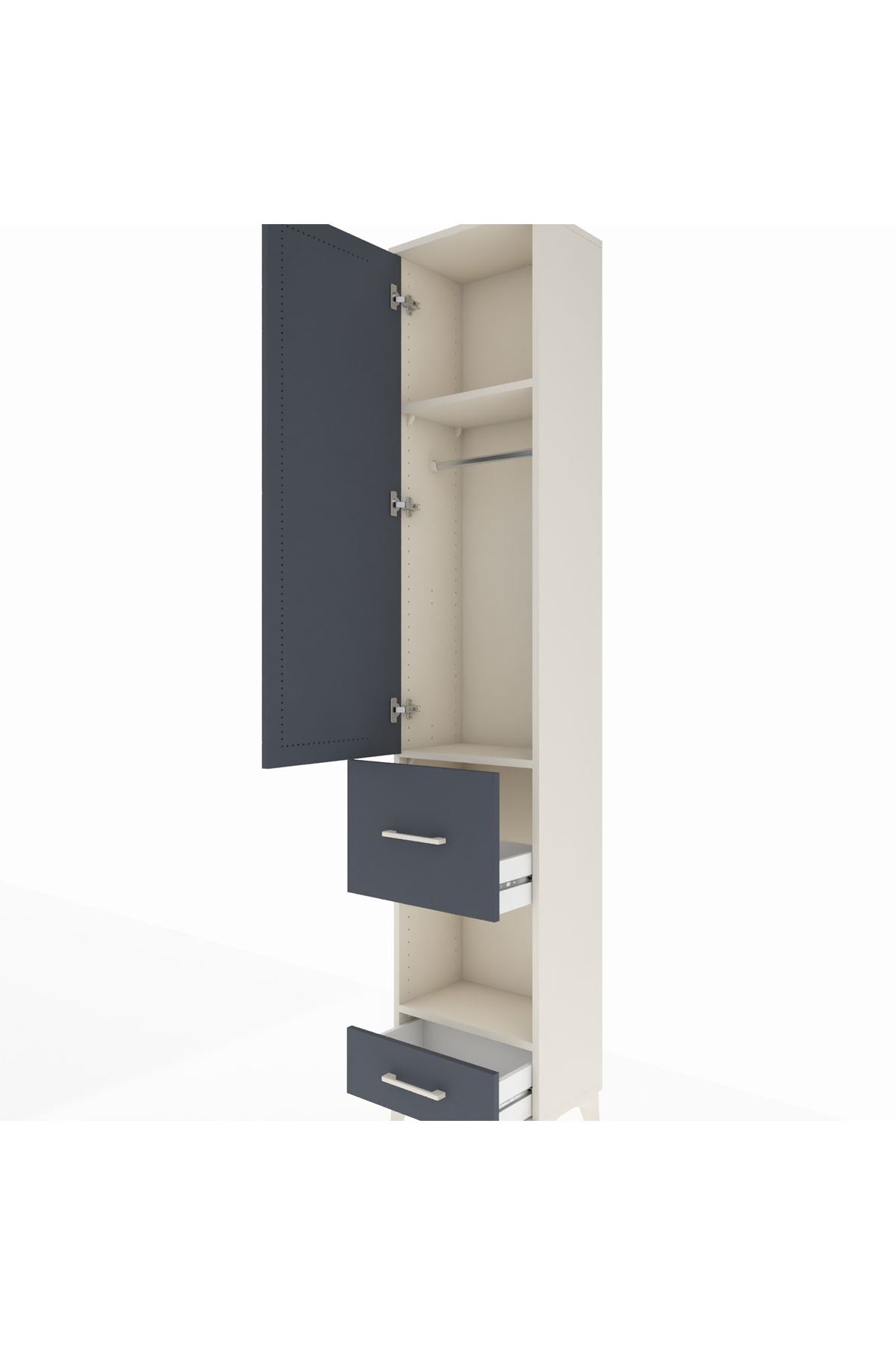 Arges Dolap 3 Raflı 2 Çekmeceli Tek Askılı 44x30x221 Aytaşı-Antrasit