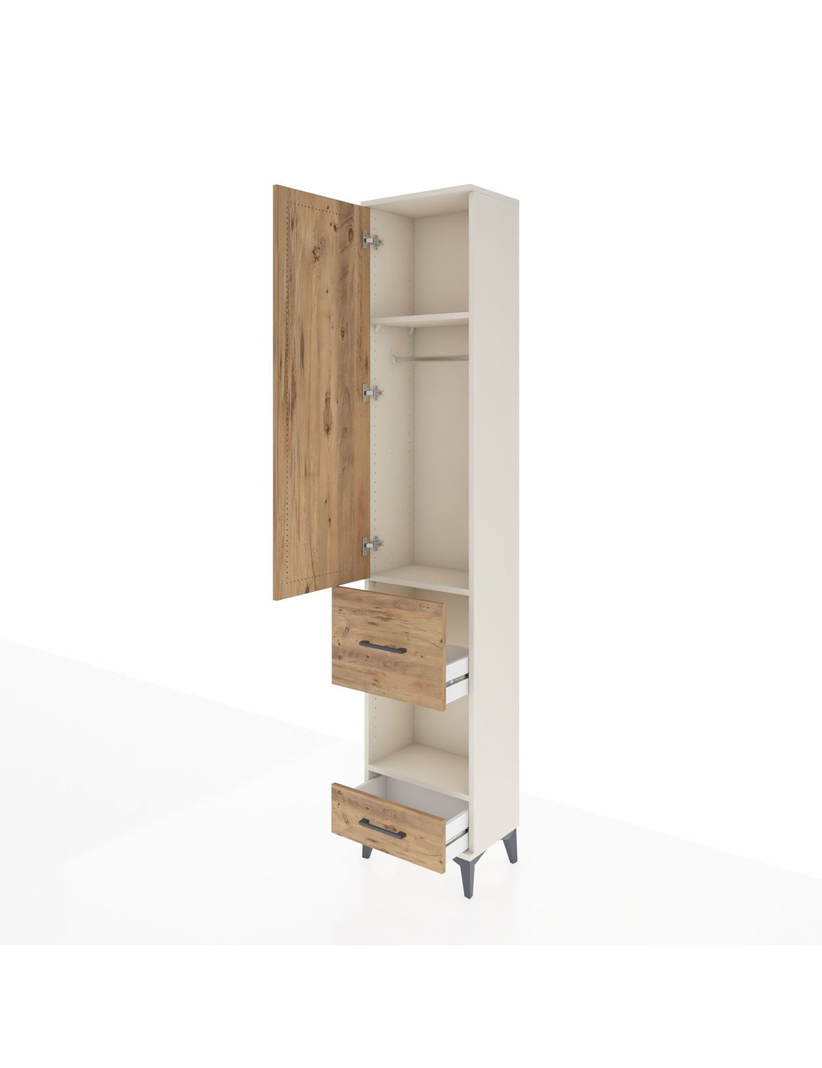 Arges Dolap 3 Raflı 2 Çekmeceli Tek Askılı 44x30x221 - S28M100V3A