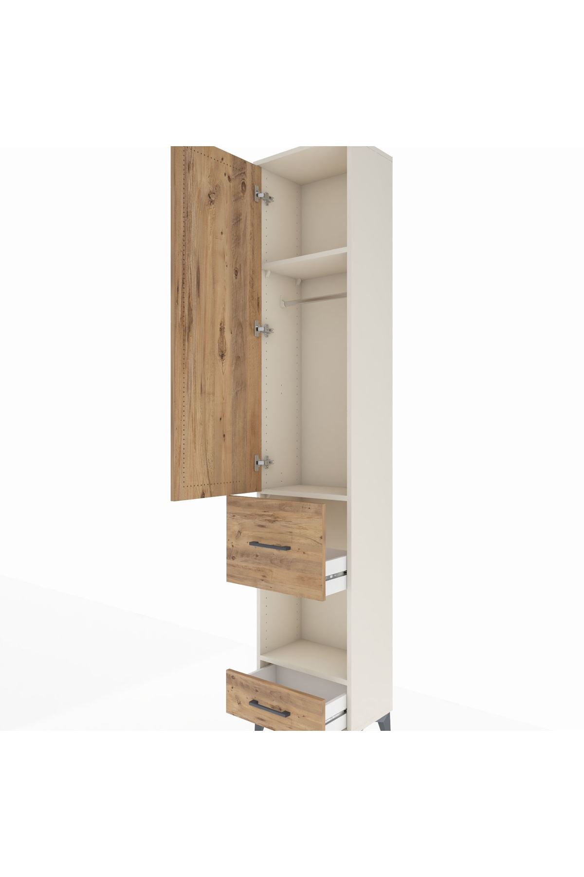 Arges Dolap 3 Raflı 2 Çekmeceli Tek Askılı 44x30x221 Aytaşı-Çam