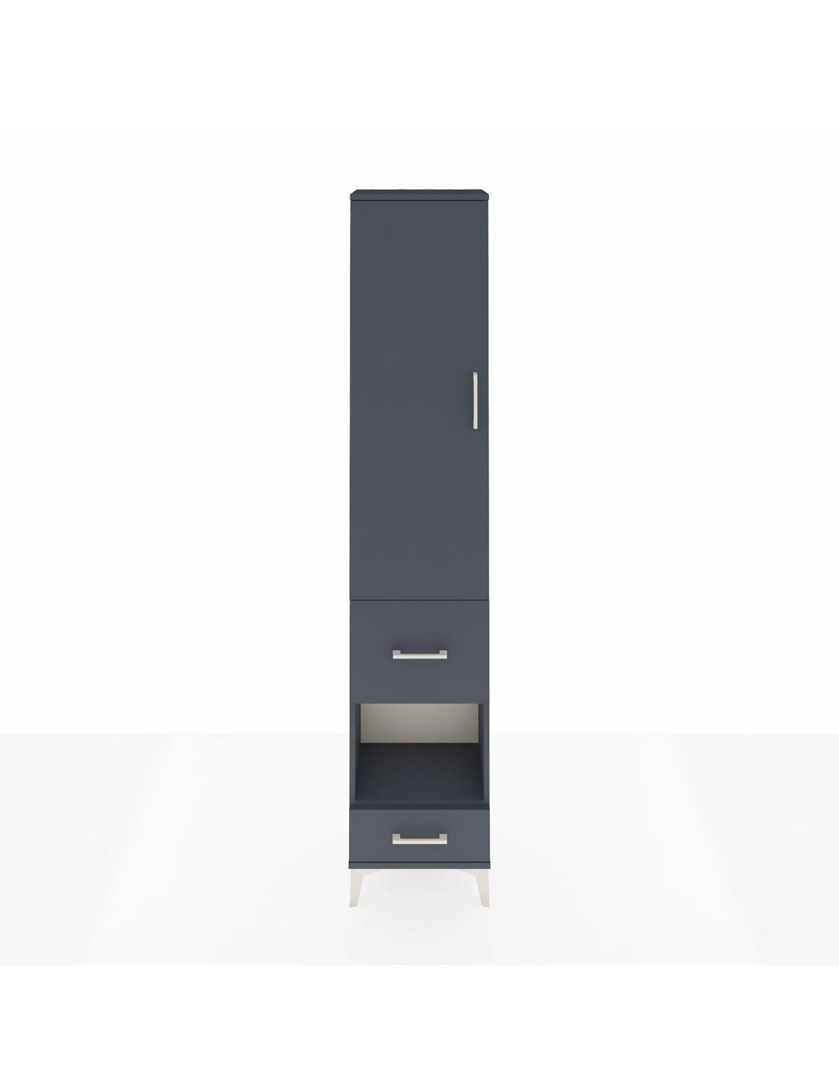 Arges Dolap 3 Raflı 2 Çekmeceli Tek Askılı 44x30x221 Antrasit-Antrasit