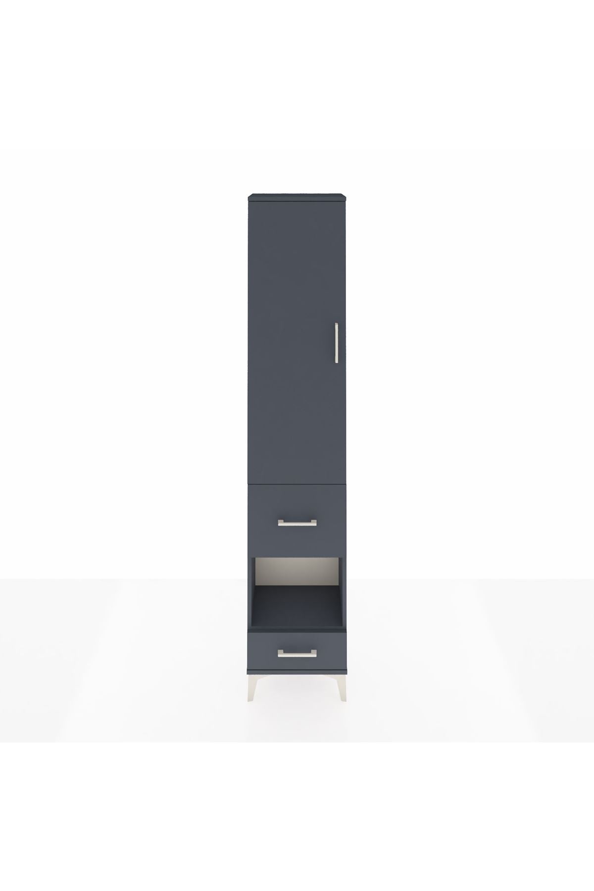 Arges Dolap 3 Raflı 2 Çekmeceli Tek Askılı 44x30x221 Antrasit-Antrasit