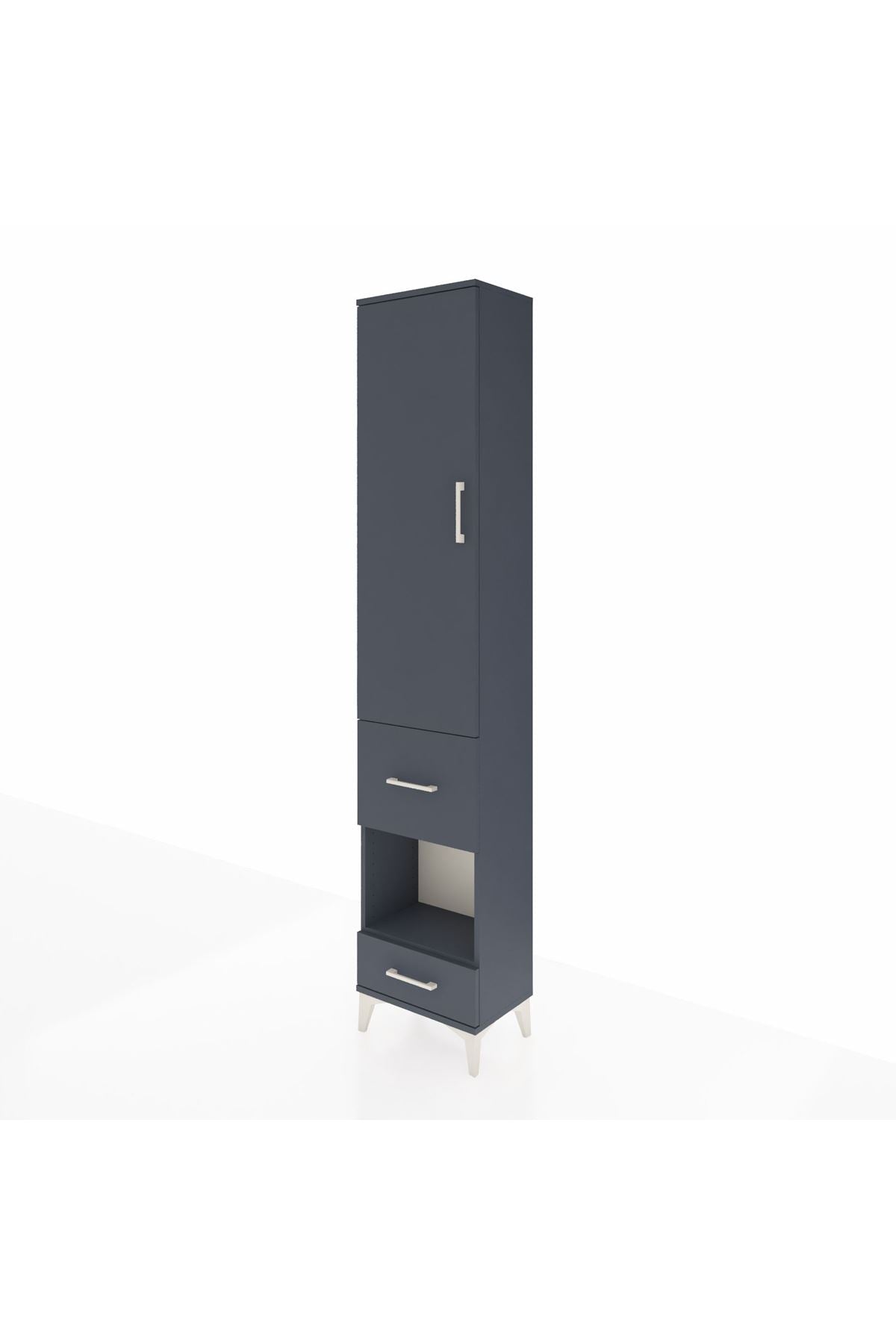 Arges Dolap 3 Raflı 2 Çekmeceli Tek Askılı 44x30x221 Antrasit-Antrasit