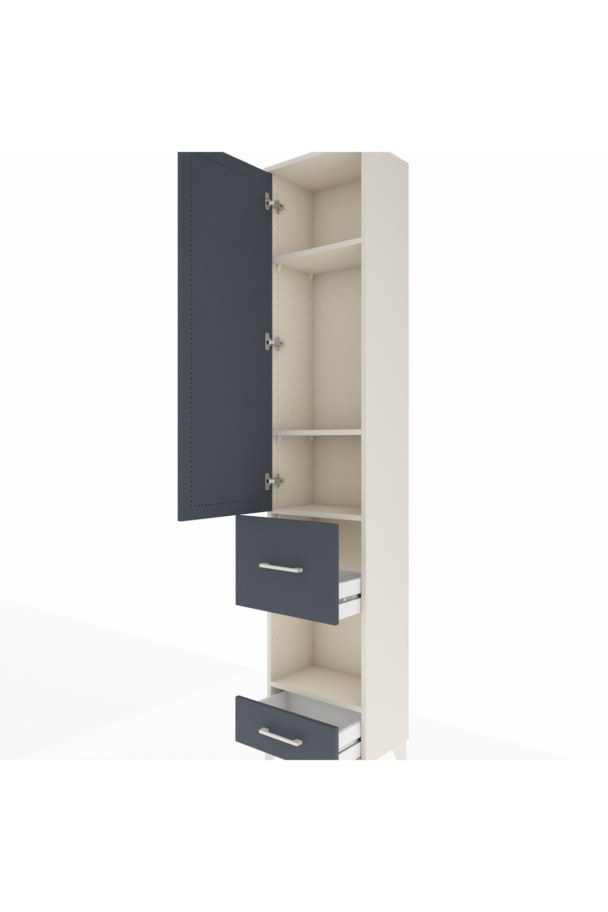 Arges Dolap 4 Raflı 2 Çekmeceli Tek Kapaklı 44x30x221 Aytaşı-Antrasit