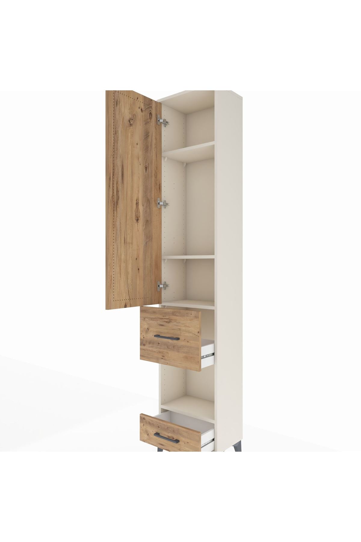 Arges Dolap 4 Raflı 2 Çekmeceli Tek Kapaklı 44x30x221 Aytaşı-Çam