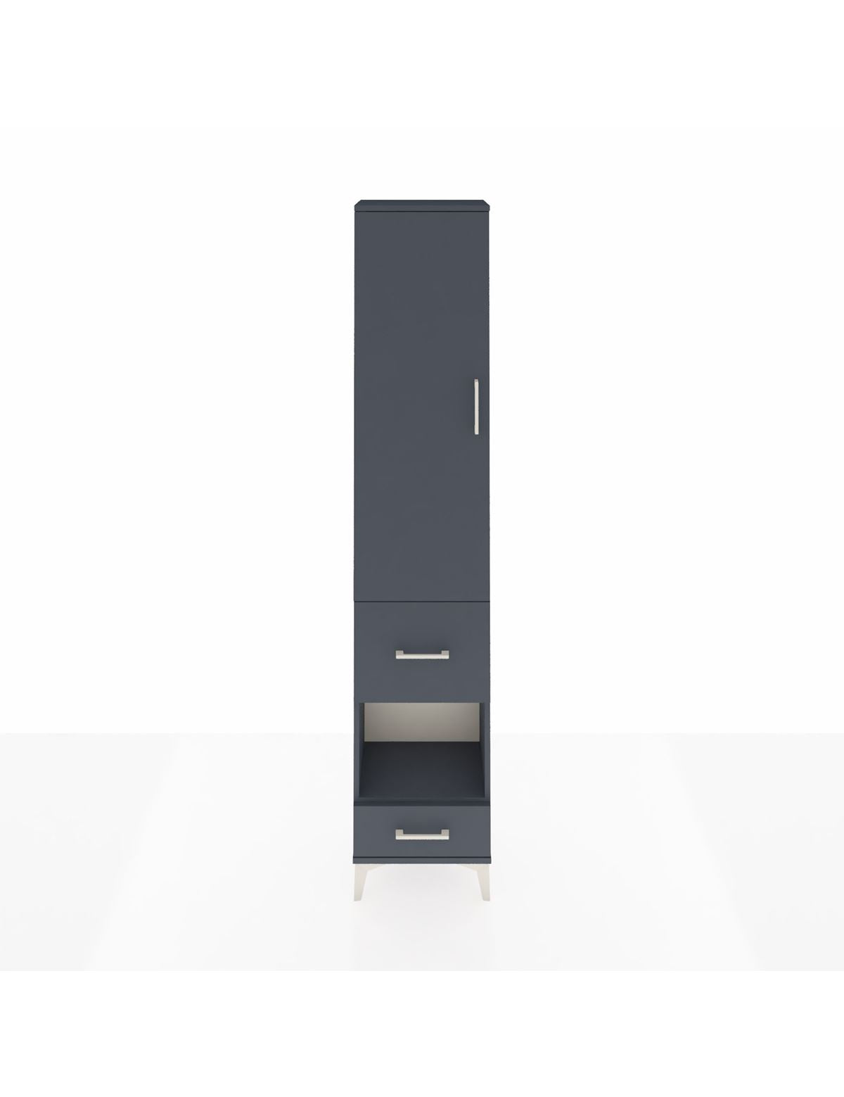 Arges Dolap 4 Raflı 2 Çekmeceli Tek Kapaklı 44x30x221 Antrasit-Antrasit