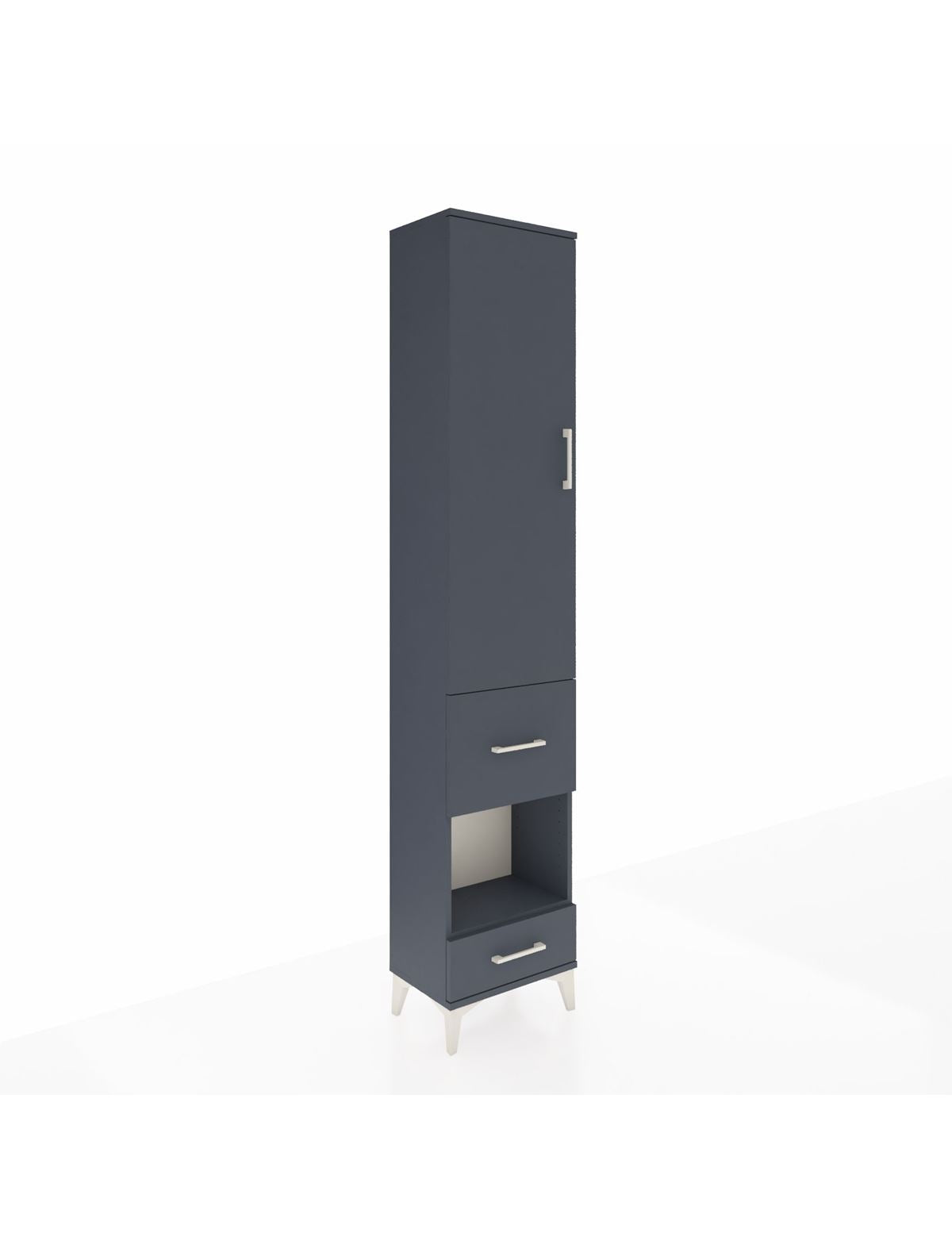 Arges Dolap 4 Raflı 2 Çekmeceli Tek Kapaklı 44x30x221 Antrasit-Antrasit