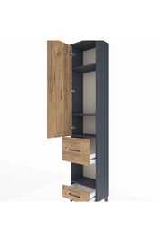 Arges Dolap 4 Raflı 2 Çekmeceli Tek Kapaklı 44x30x221 Antrasit-Çam