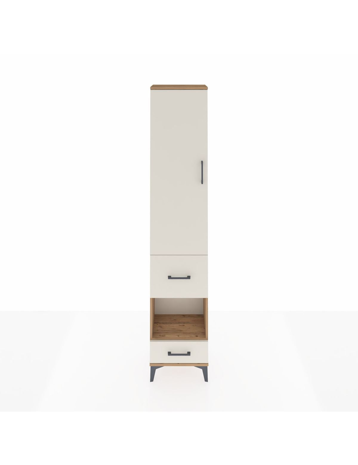 Arges Dolap 4 Raflı 2 Çekmeceli Tek Kapaklı 44x30x221 Çam-Aytaşı