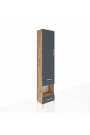 Arges Dolap 4 Raflı 2 Çekmeceli Tek Kapaklı 44x30x221 Çam-Antrasit