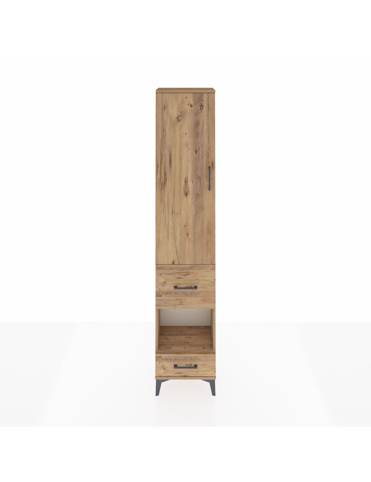 Arges Dolap 4 Raflı 2 Çekmeceli Tek Kapaklı 44x30x221 Çam-Çam