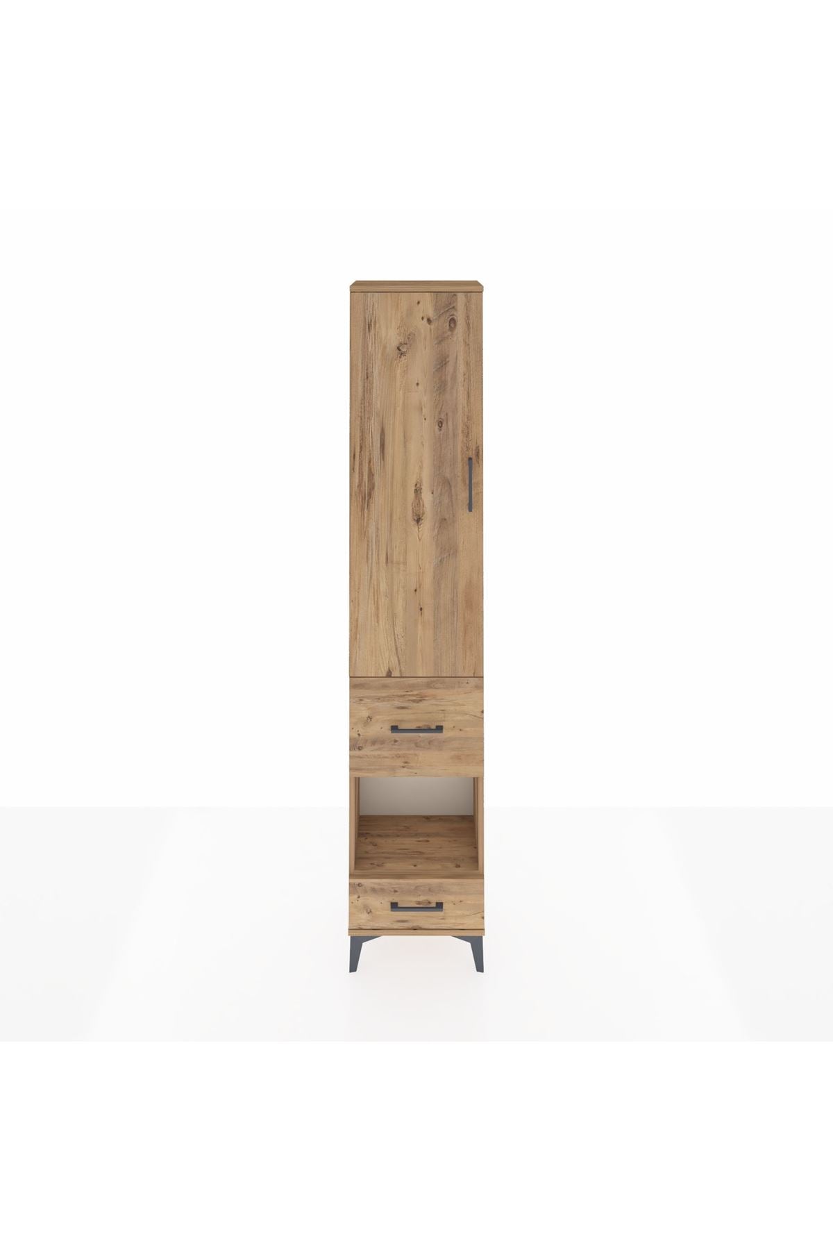 Arges Dolap 4 Raflı 2 Çekmeceli Tek Kapaklı 44x30x221 Çam-Çam