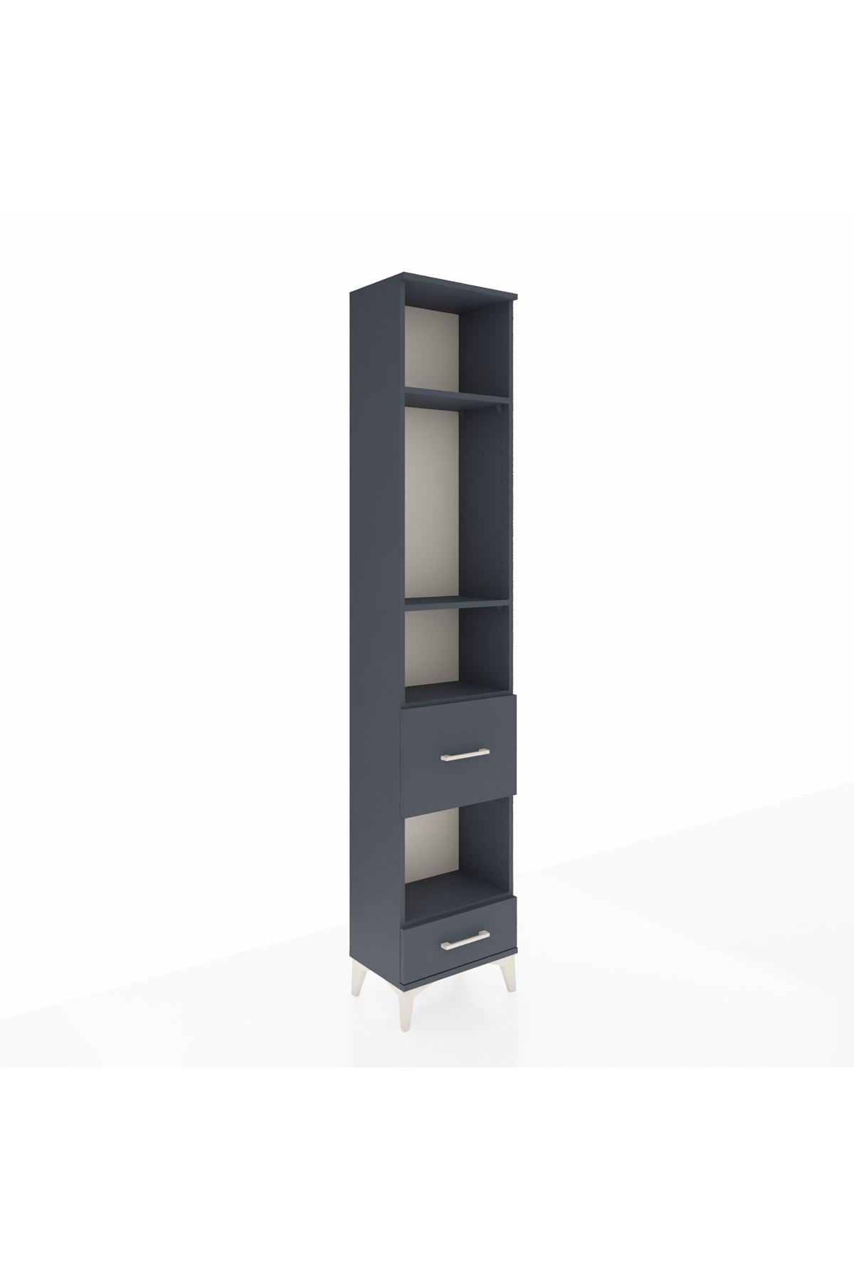 Arges Dolap 4 Raflı 2 Çekmeceli 44x30x221 Antrasit-Antrasit