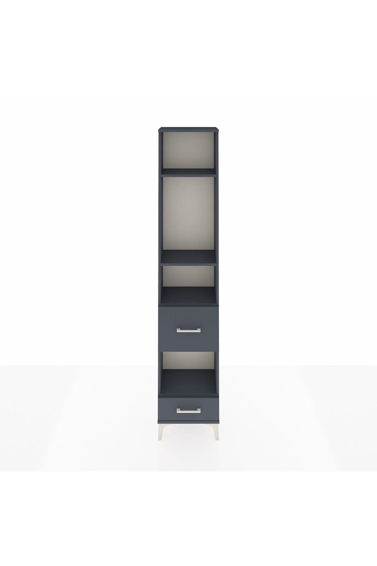 Arges Dolap 4 Raflı 2 Çekmeceli 44x30x221 Antrasit-Antrasit