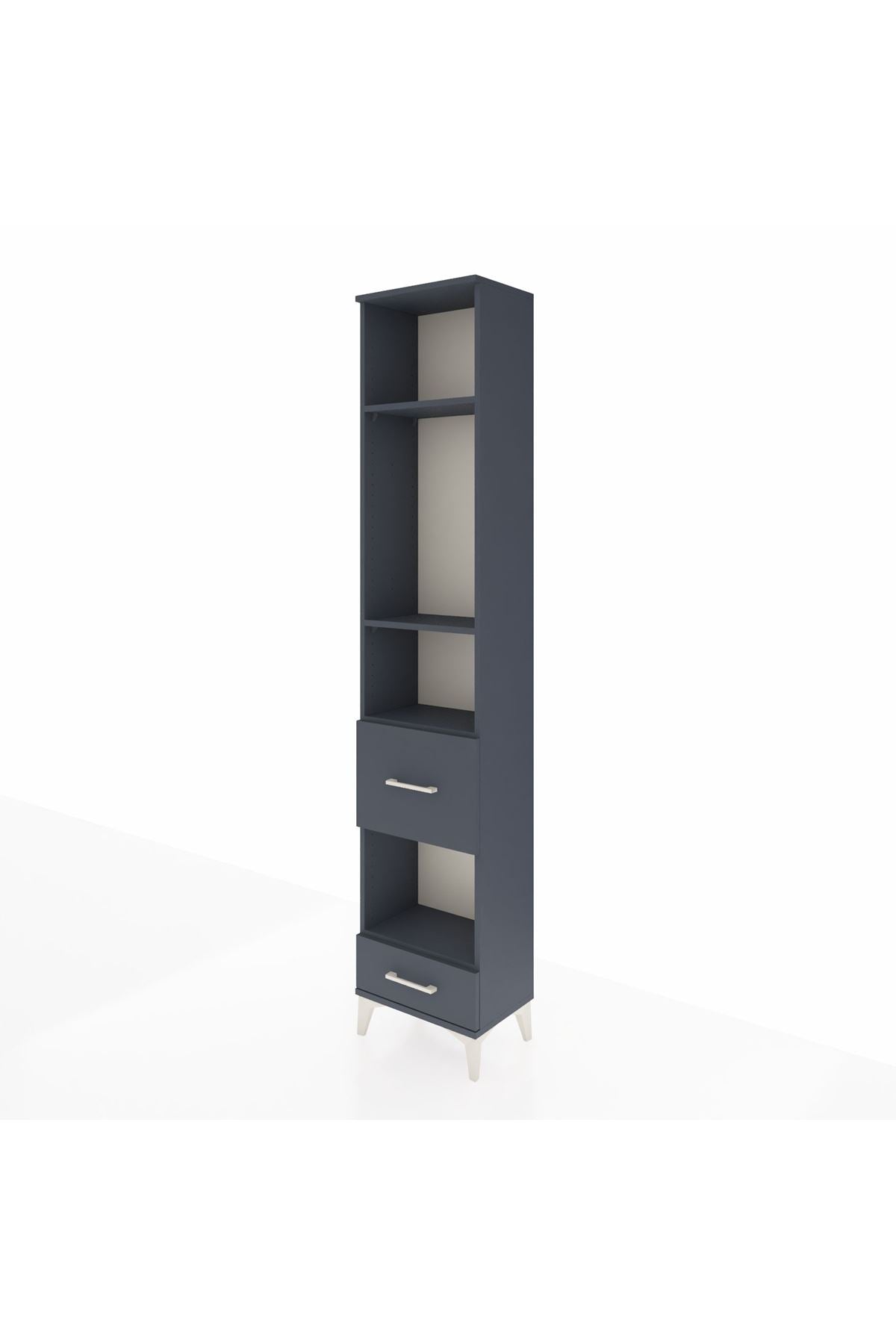 Arges Dolap 4 Raflı 2 Çekmeceli 44x30x221 Antrasit-Antrasit