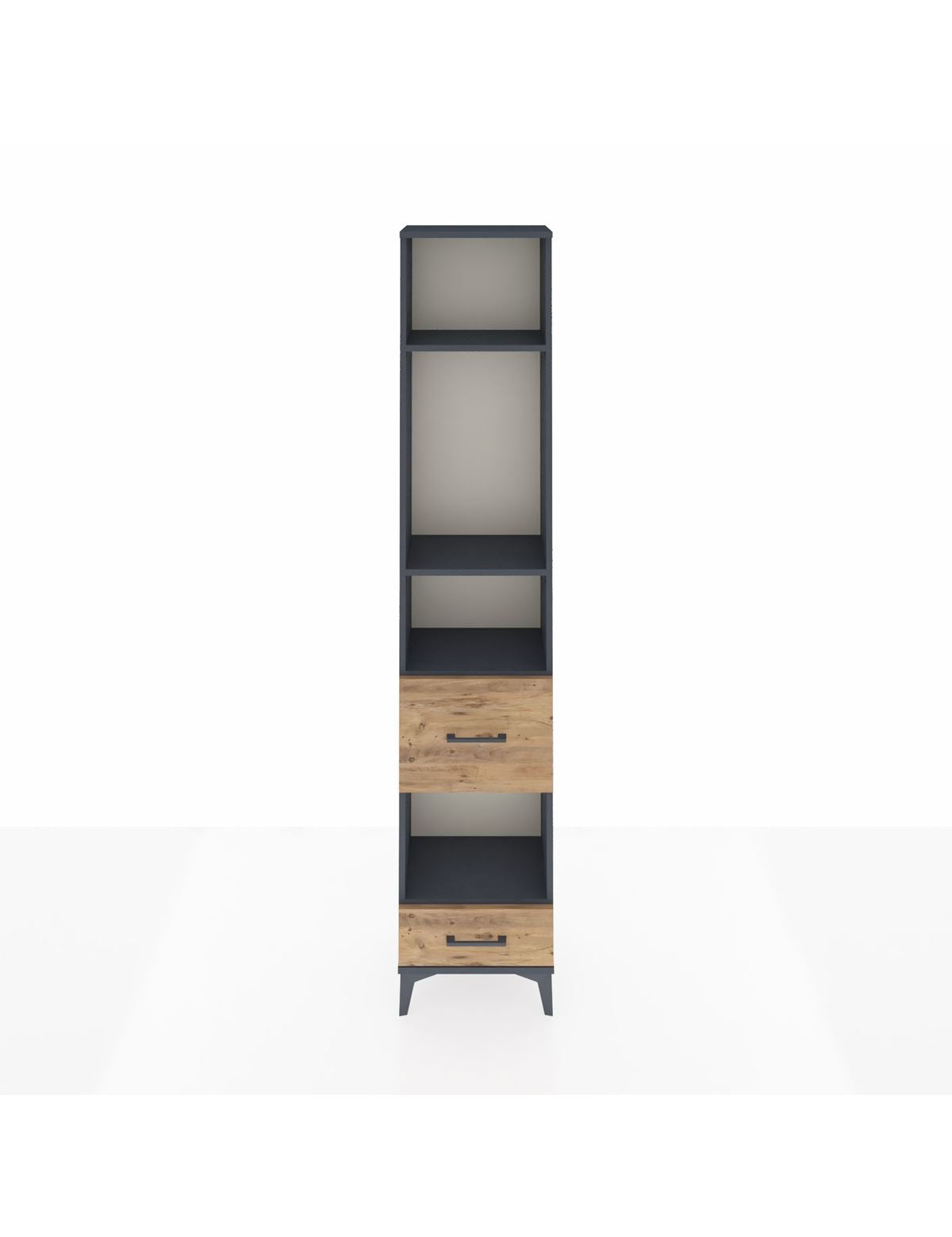 Arges Dolap 4 Raflı 2 Çekmeceli 44x30x221 Antrasit-Çam