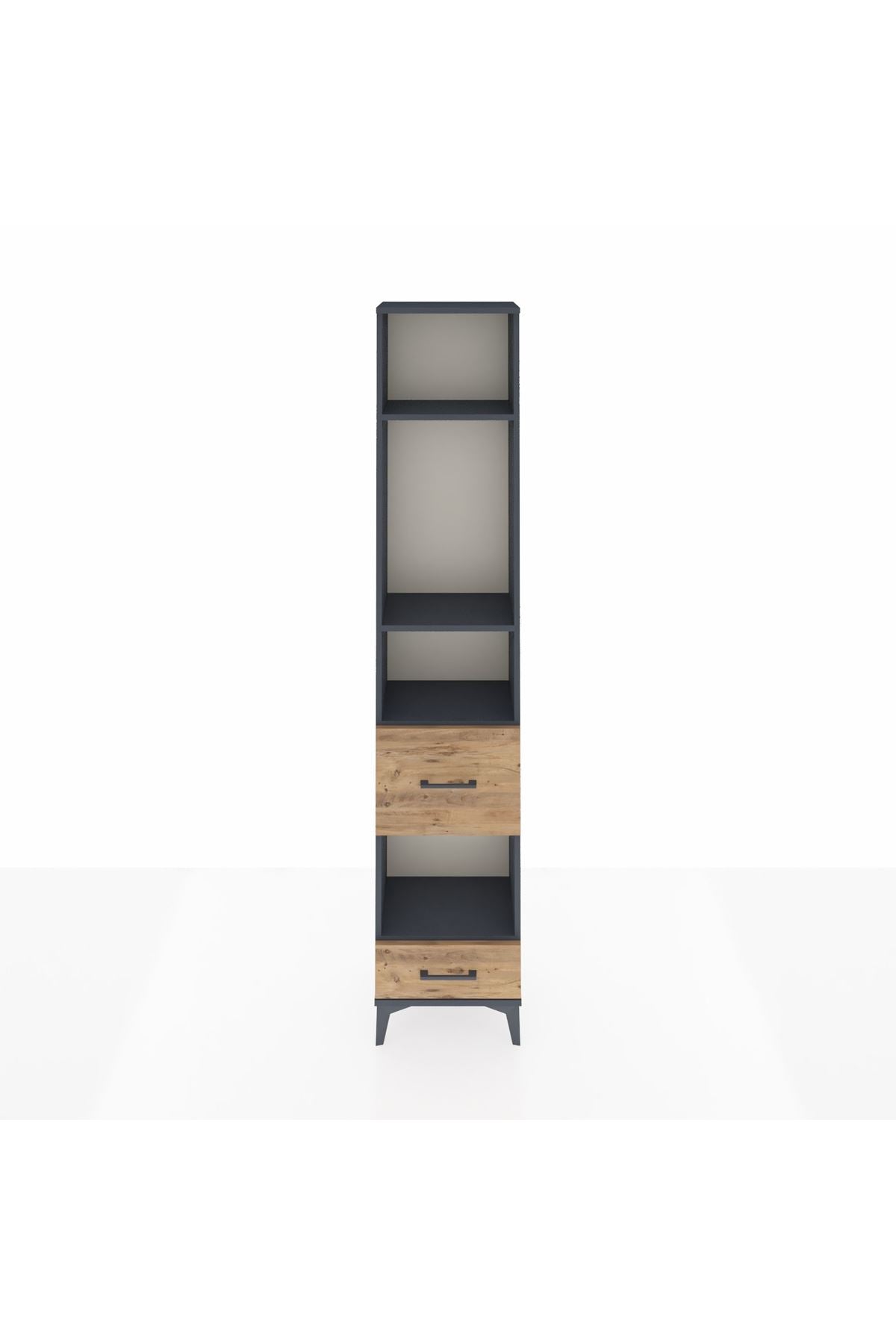 Arges Dolap 4 Raflı 2 Çekmeceli 44x30x221 Antrasit-Çam