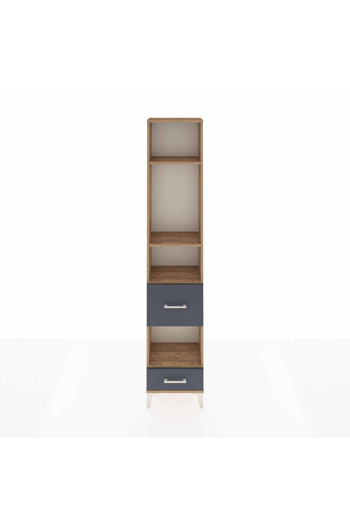 Arges Dolap 4 Raflı 2 Çekmeceli 44x30x221 Çam-Antrasit