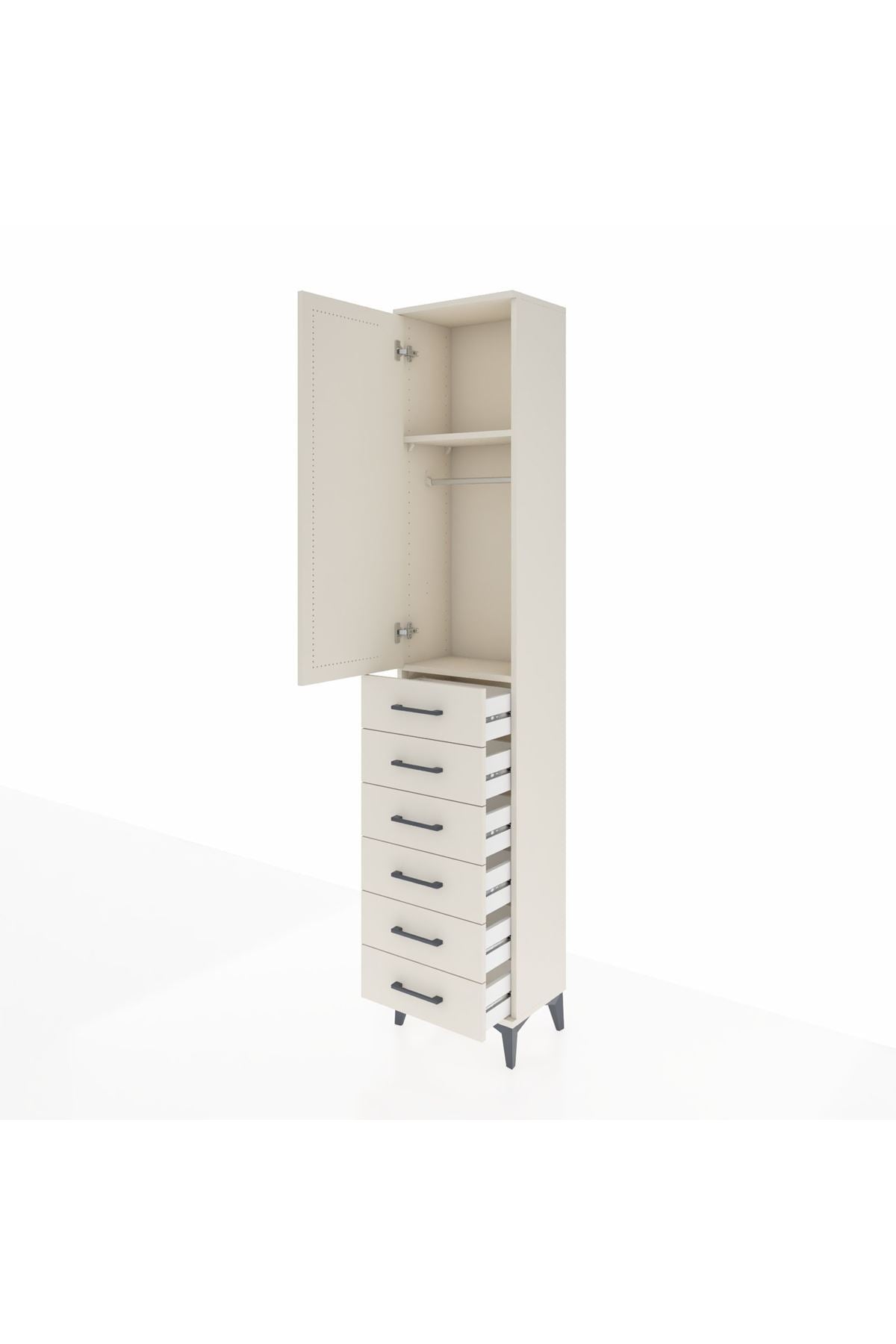 Arges Dolap 2 Raflı 6 Çekmeceli Tek Askılı 44x30x221 Aytaşı-Aytaşı