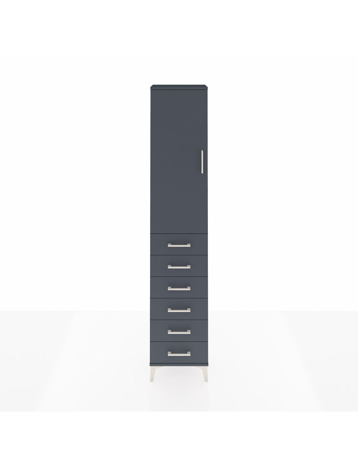 Arges Dolap 2 Raflı 6 Çekmeceli Tek Askılı 44x30x221 Antrasit-Antrasit