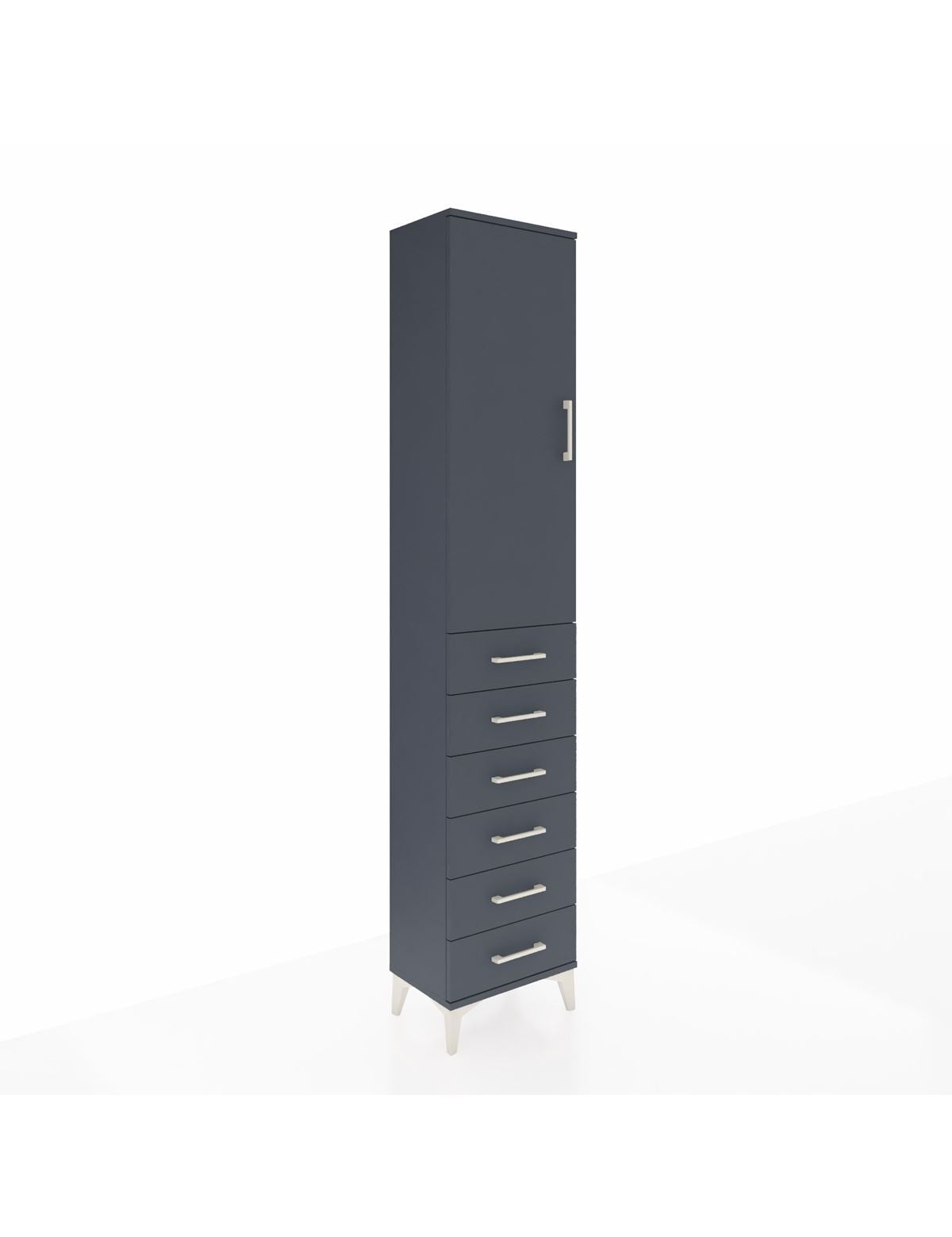 Arges Dolap 2 Raflı 6 Çekmeceli Tek Askılı 44x30x221 Antrasit-Antrasit