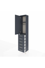 Arges Dolap 2 Raflı 6 Çekmeceli Tek Askılı 44x30x221 Antrasit-Antrasit