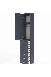 Arges Dolap 2 Raflı 6 Çekmeceli Tek Askılı 44x30x221 Antrasit-Antrasit