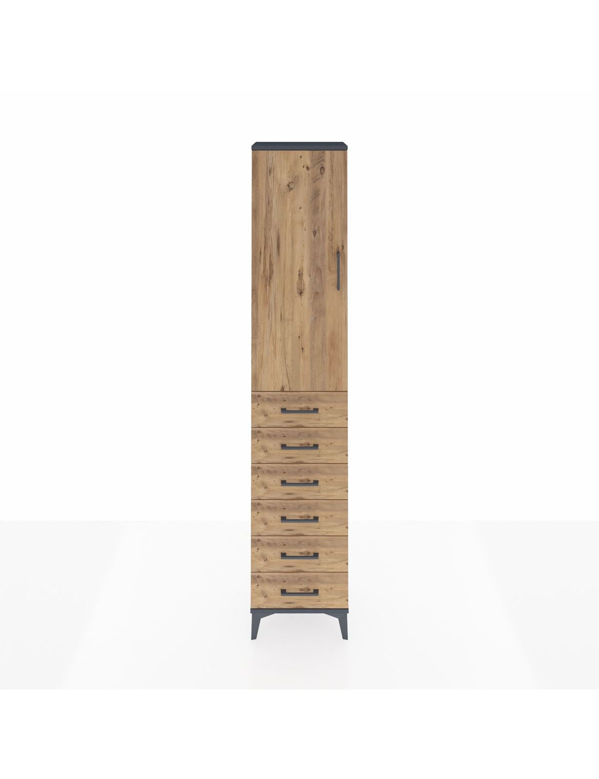 Arges Dolap 2 Raflı 6 Çekmeceli Tek Askılı 44x30x221 Antrasit-Çam