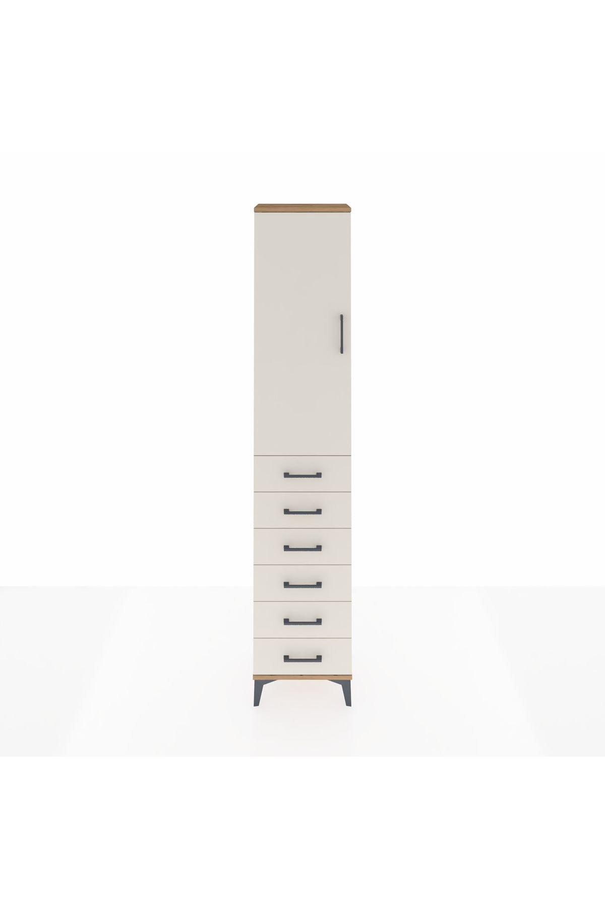 Arges Dolap 2 Raflı 6 Çekmeceli Tek Askılı 44x30x221 Çam-Aytaşı