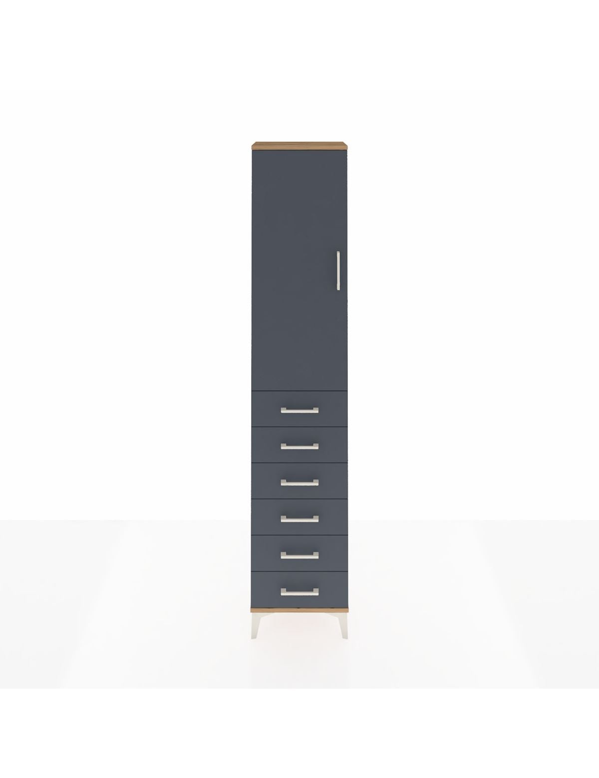 Arges Dolap 2 Raflı 6 Çekmeceli Tek Askılı 44x30x221 Çam-Antrasit