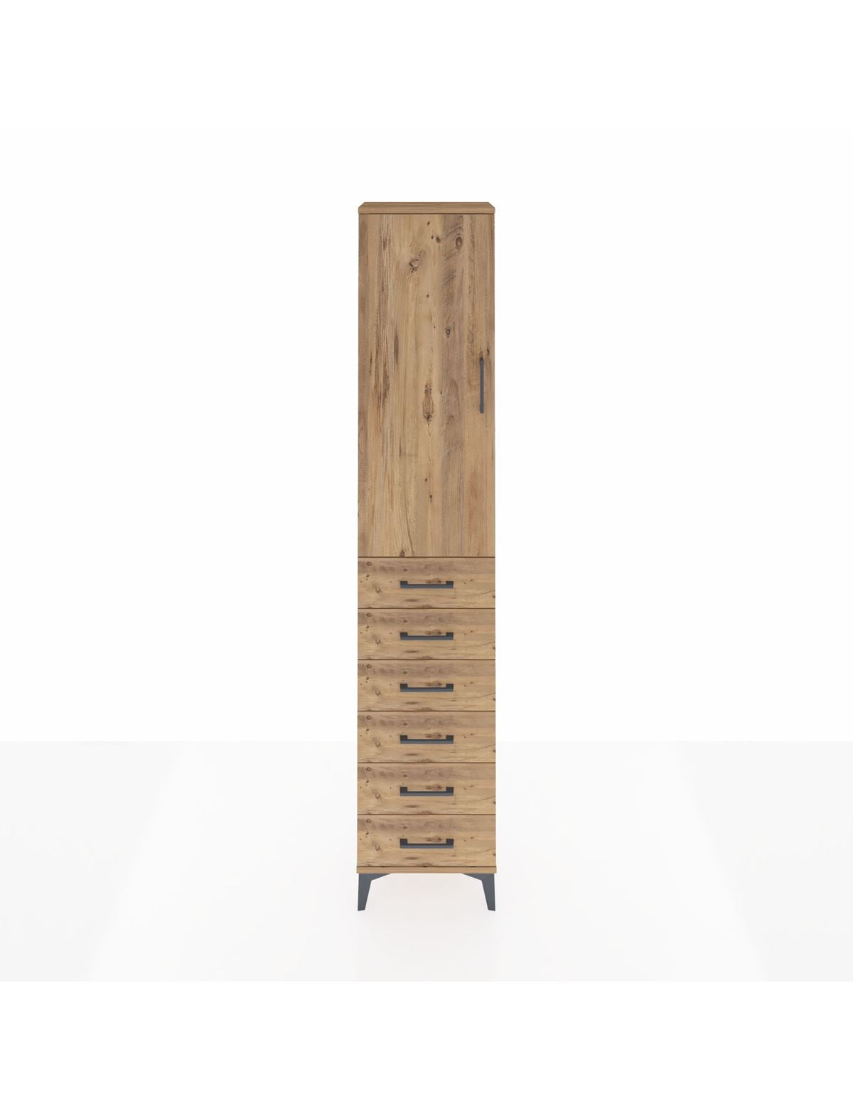 Arges Dolap 2 Raflı 6 Çekmeceli Tek Askılı 44x30x221 Çam-Çam