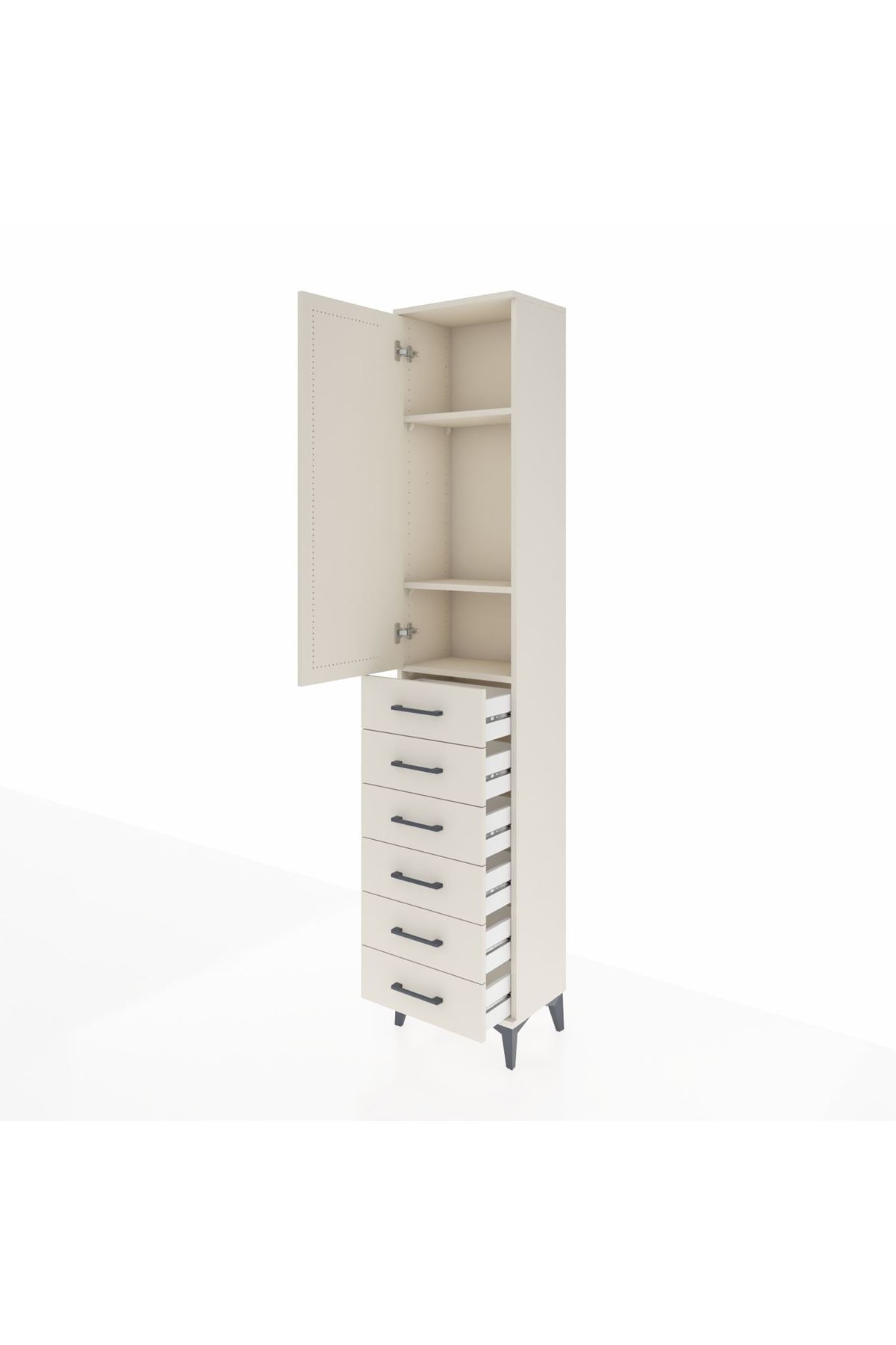 Arges Dolap 3 Raflı 6 Çekmeceli Tek Kapaklı 44x30x221 Aytaşı-Aytaşı