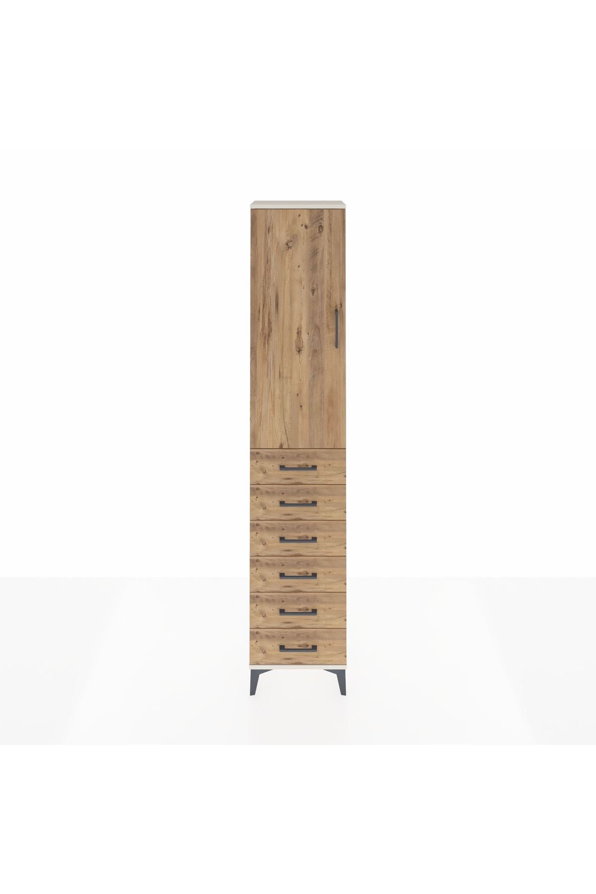 Arges Dolap 3 Raflı 6 Çekmeceli Tek Kapaklı 44x30x221 Aytaşı-Çam