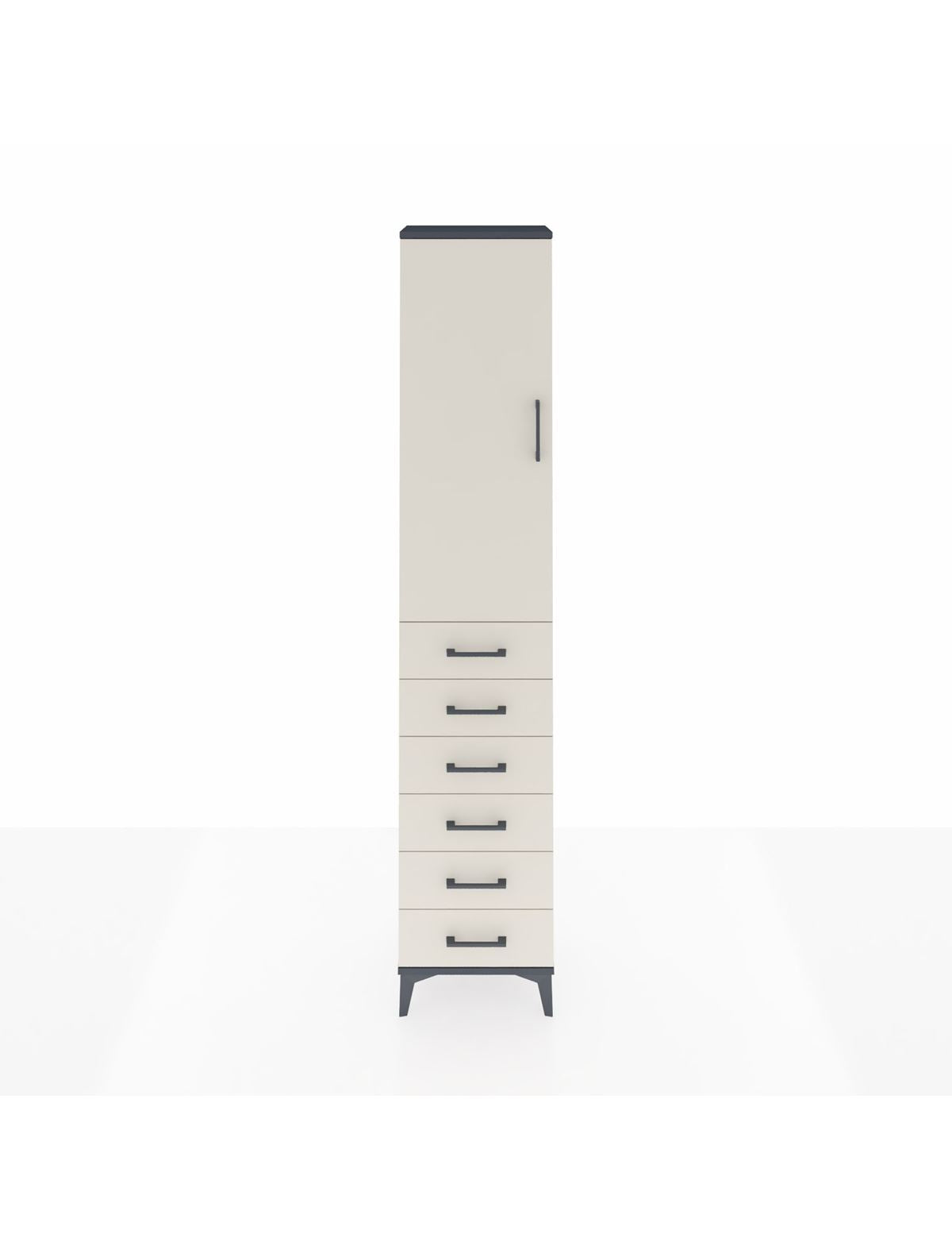 Arges Dolap 3 Raflı 6 Çekmeceli Tek Kapaklı 44x30x221 Antrasit-Aytaşı