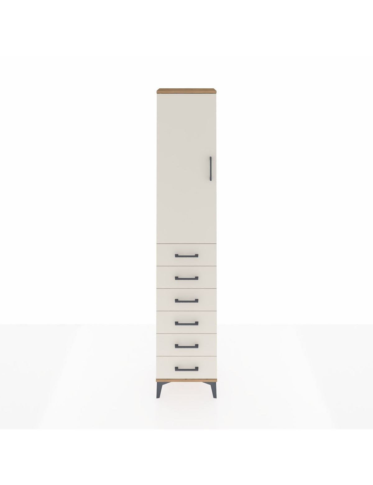 Arges Dolap 3 Raflı 6 Çekmeceli Tek Kapaklı 44x30x221 Çam-Aytaşı