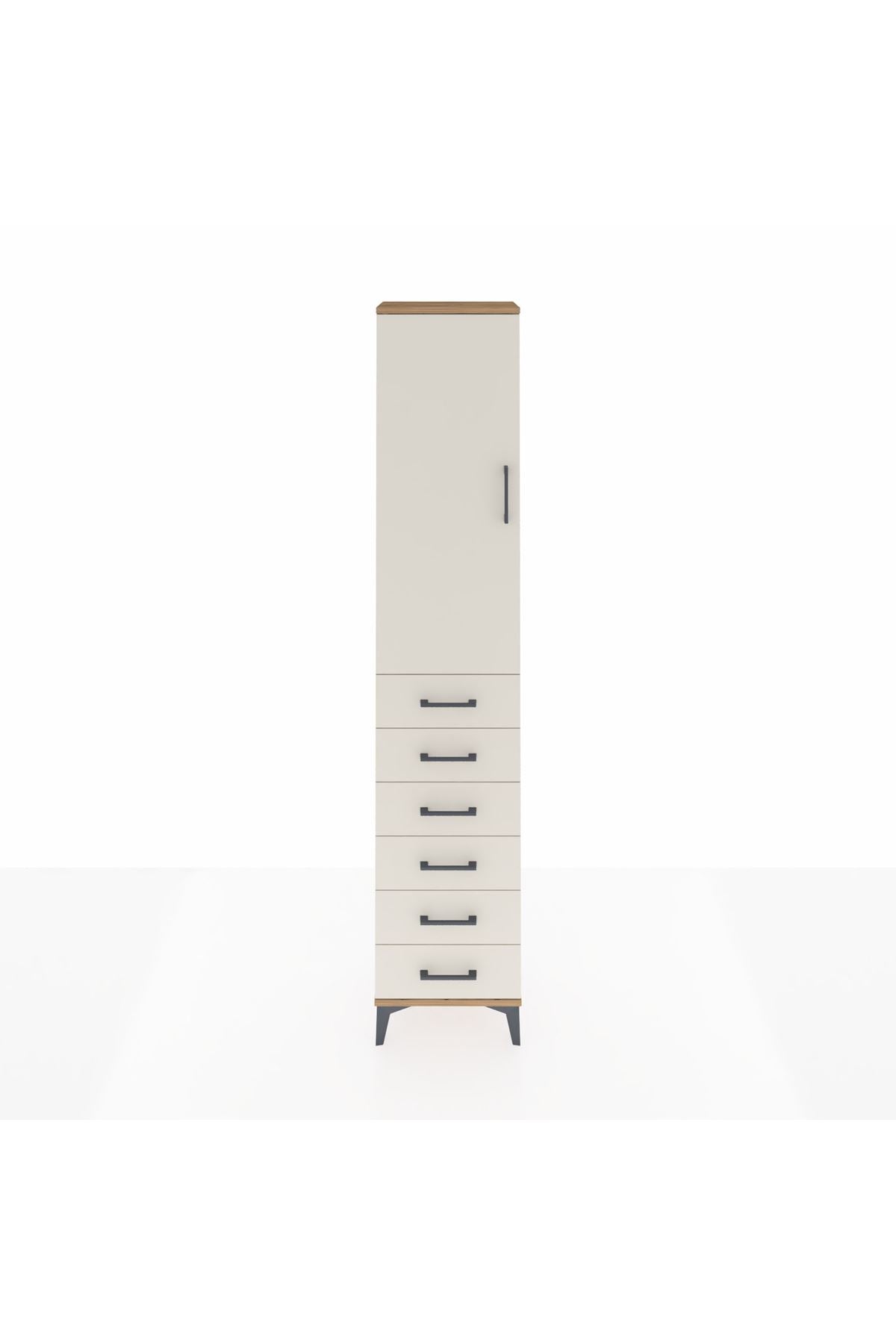 Arges Dolap 3 Raflı 6 Çekmeceli Tek Kapaklı 44x30x221 Çam-Aytaşı