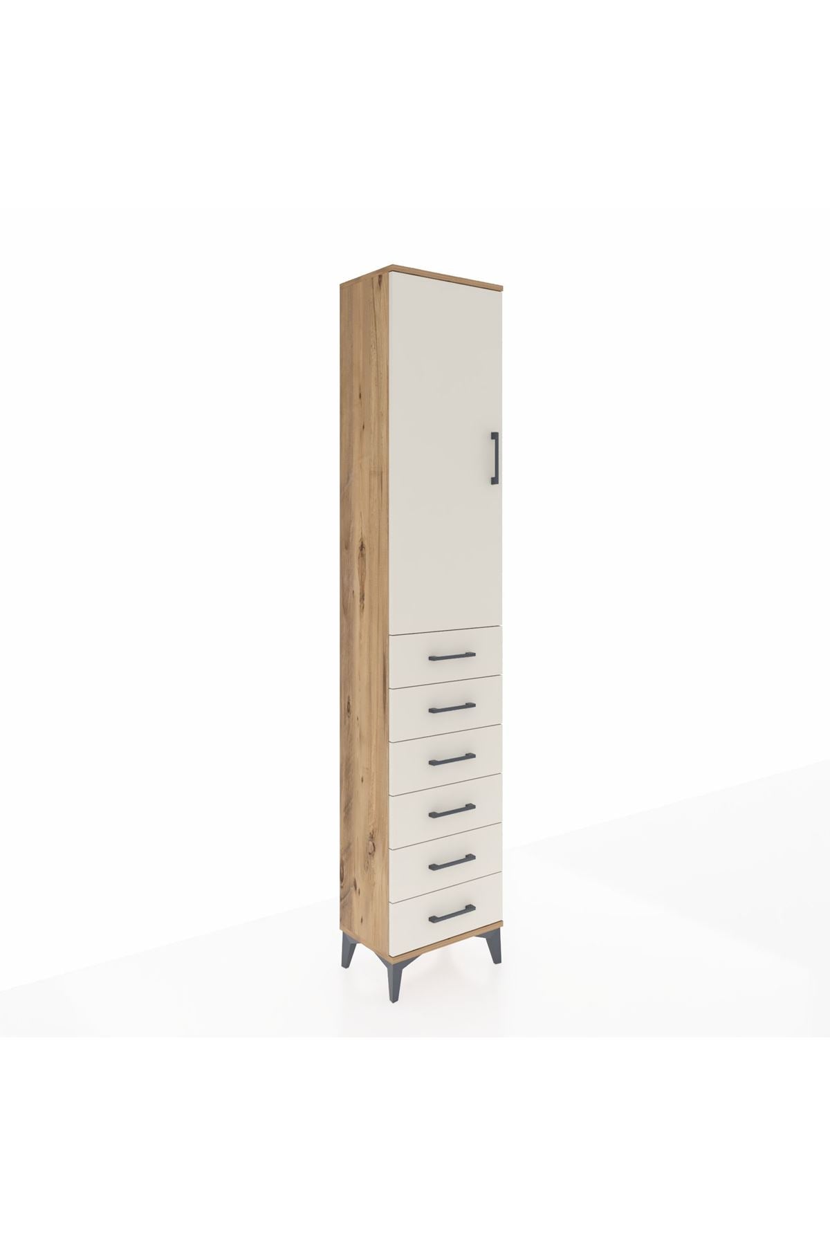 Arges Dolap 3 Raflı 6 Çekmeceli Tek Kapaklı 44x30x221 Çam-Aytaşı